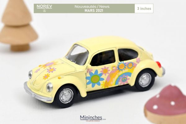 Volkswagen Beetle 1303 1973 "Peace & Love" Geel 1-64 Norev