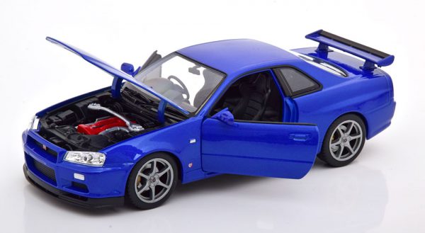 Nissan Skyline GT-R R34 Blauw 1-24 Welly