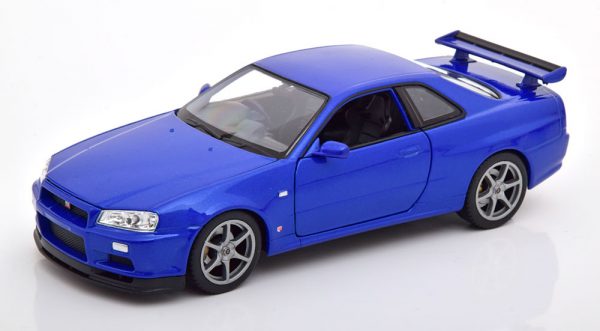 Nissan Skyline GT-R R34 Blauw 1-24 Welly