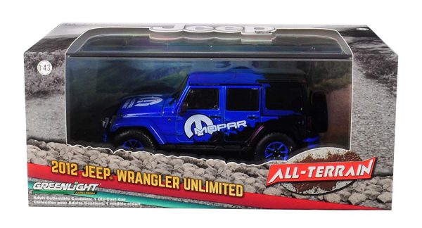 Jeep Wrangler Unlimited 2012 "MOPAR" Off-Road Edition Blauw 1-43 Greenlight Collectibles