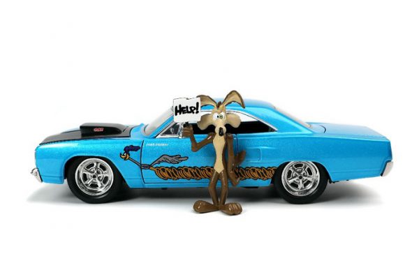 Plymouth Road Runner 1970 *Looney Tunes* with Wile E. Coyote Figure Blauw / Zwart 1-24 Jada Toys