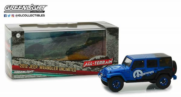 Jeep Wrangler Unlimited 2012 "MOPAR" Off-Road Edition Blauw 1-43 Greenlight Collectibles