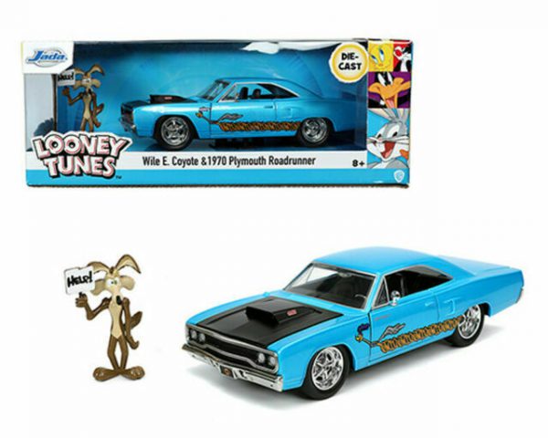 Plymouth Road Runner 1970 *Looney Tunes* with Wile E. Coyote Figure Blauw / Zwart 1-24 Jada Toys