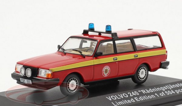 Volvo 240 Brandweer "Radningstjansten" (Zweden) 1983 Rood / Geel 1:43 Triple 9 Collection Limited 504 Pieces