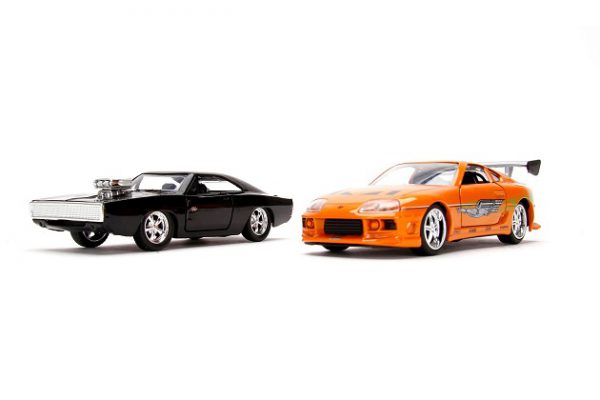 Fast and The Furious Set "Doms Dodge Charger RT 1970 Black & Brians Toyota Supra 1995 Orange" 1-32 Jada Toys