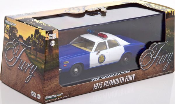 Plymouth Fury "Osage County Sheriff" 1975 Wit / Blauw 1-43 Greenlight Collectibles