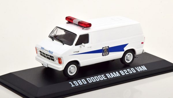 Dodge RAM B250 Van "Indiana State Police" 1980 Wit 1-43 Greenlight Collectibles