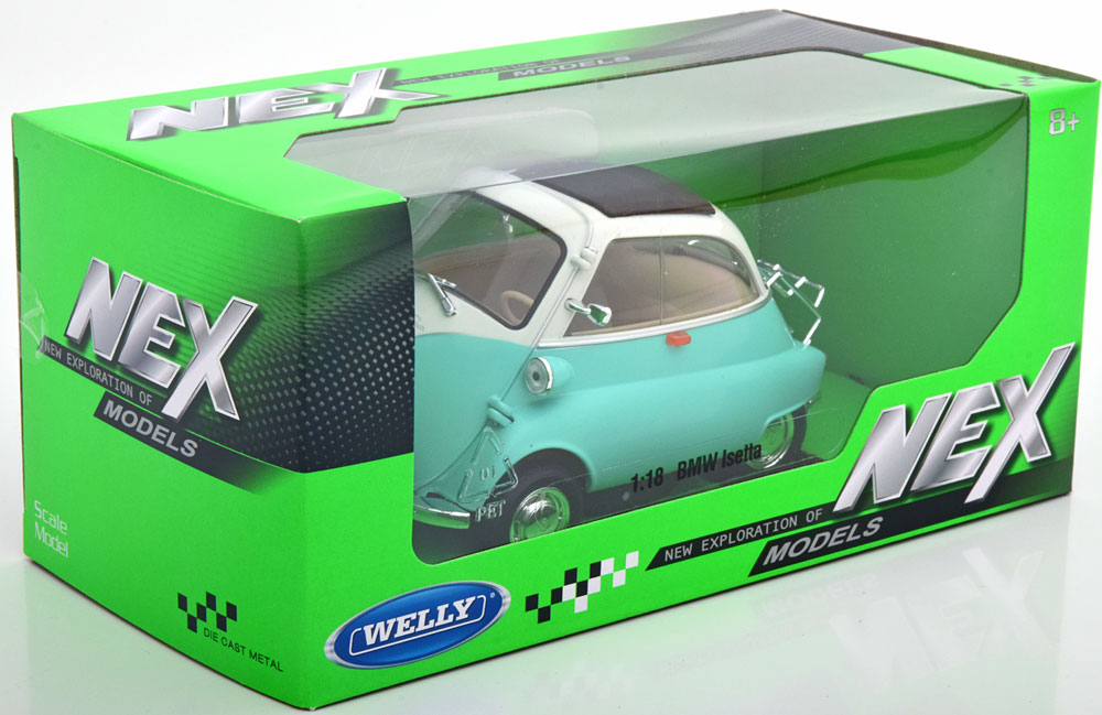 BMW Isetta 1959 Turquoise / Wit 1-18 Welly - Schuiten Autominiaturen