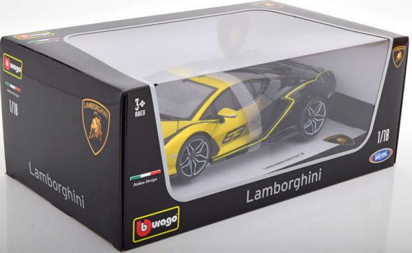 Lamborghini Sian FKP37 2021 Geel Metallic / Zwart 1-18 Burago
