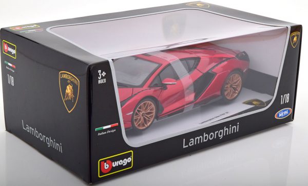 Lamborghini Sian FKP37 2020 Rood Metallic 1-18 Burago