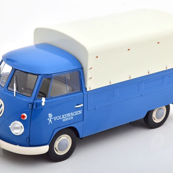 Volkswagen T1 Pick-Up "Volkswagen Service" 1-18 Blauw met witte huif Solido