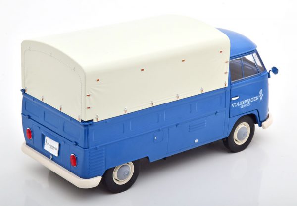 Volkswagen T1 Pick-Up "Volkswagen Service" 1-18 Blauw met witte huif Solido
