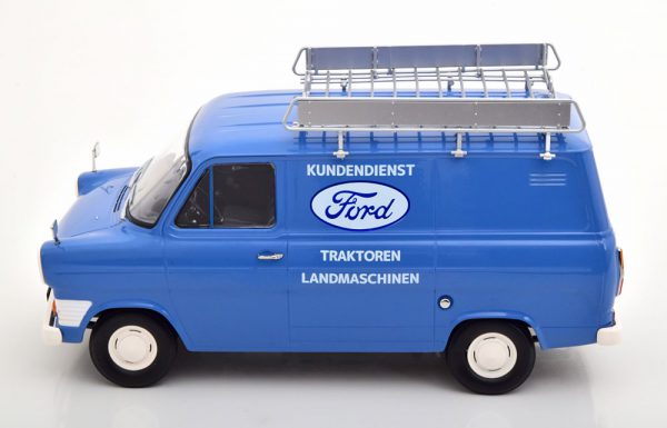 Ford Transit MKI 1970 "Ford Kundendienst" ( inkl. Dak Drager) Blauw 1-18 KK Scale ( Metaal )