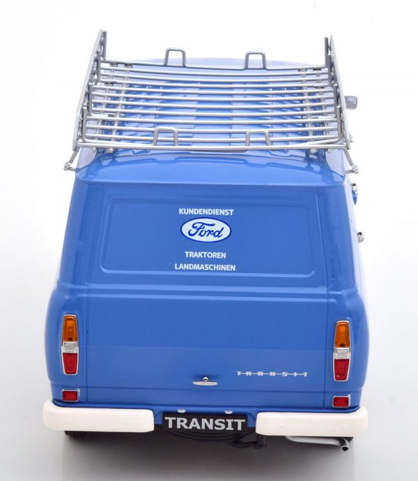 Ford Transit MKI 1970 "Ford Kundendienst" ( inkl. Dak Drager) Blauw 1-18 KK Scale ( Metaal )