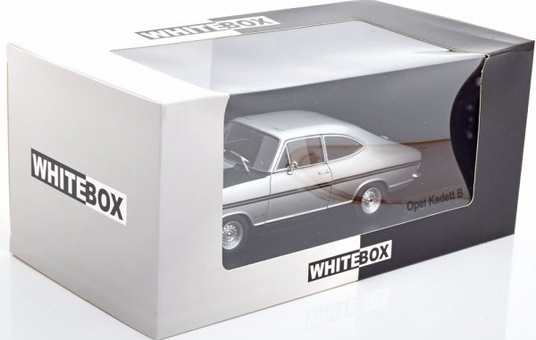 Opel Kadett B Rally Zilver / Zwart 1-24 Whitebox ( Metaal )