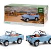 Ford Bronco Sport 1969 Brittany Blue with Sunraysia Wheels, Tow Mirrors, Custom Roll Bar and Tube Front Bumper 1-18 Greenlight Collection