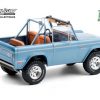 Ford Bronco Sport 1969 Brittany Blue with Sunraysia Wheels, Tow Mirrors, Custom Roll Bar and Tube Front Bumper 1-18 Greenlight Collection