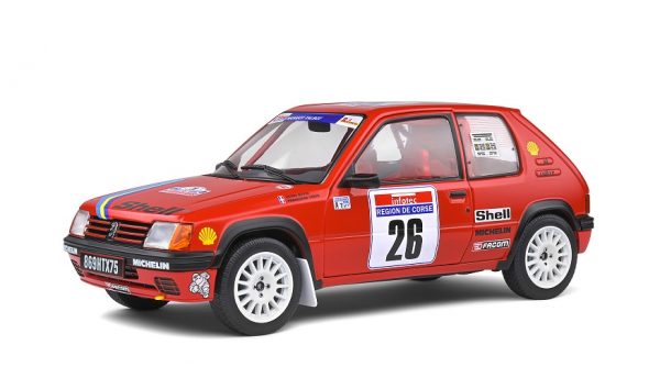 Peugeot 205 Rallye Tour de Corse 1990 #26 H.Devin / F.Viste Rood 1-18 Solido