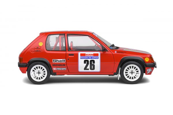 Peugeot 205 Rallye Tour de Corse 1990 #26 H.Devin / F.Viste Rood 1-18 Solido