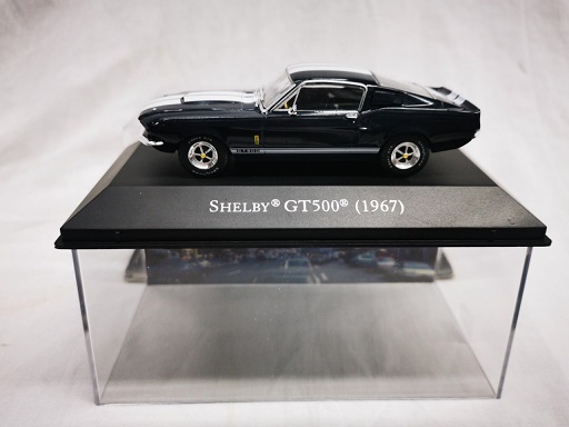 Shelby GT 500 1967 Blauw met 2 Witte Strepen 1-43 Altaya Amerikanen Collection