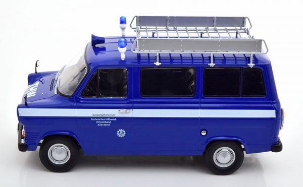 Ford Transit Bus MK1 "THW Köln" 1965-1970 Blauw / Wit 1-18 KK Scale ( Metaal )