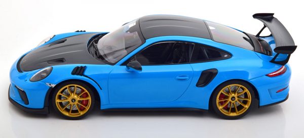 Porsche 911 (991/2) GT3 RS 2019 "Weissach Package" ( met gouden velgen ) Blauw / Carbon 1-18 Minichamps Limited 111 Pieces