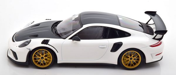 Porsche 911 (991/2) GT3 RS 2019 "Weissach Package" Wit met gouden velgen 1-18 Minichamps Limited 111 Pieces