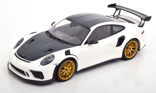 Porsche 911 (991/2) GT3 RS 2019 "Weissach Package" Wit met gouden velgen 1-18 Minichamps Limited 111 Pieces