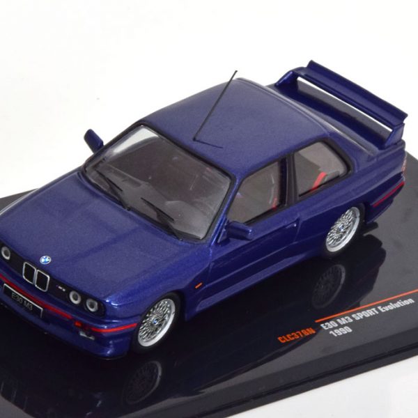 BMW M3 E30 Sport Evolution 1990 Blauw Metallic 1-43 Ixo Models