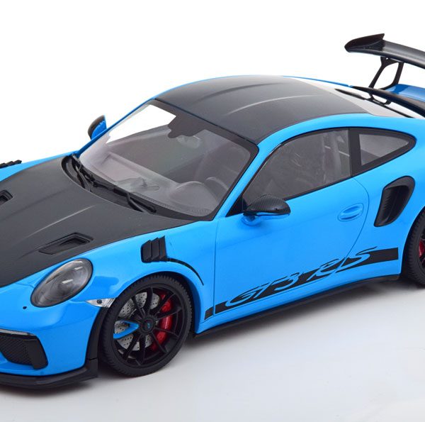 Porsche 911 (991/2) GT3 RS Weissach Package 2019 ( Met zwarte velgen ) Blauw / Carbon 1-18 Minichamps Limited 111 Pieces