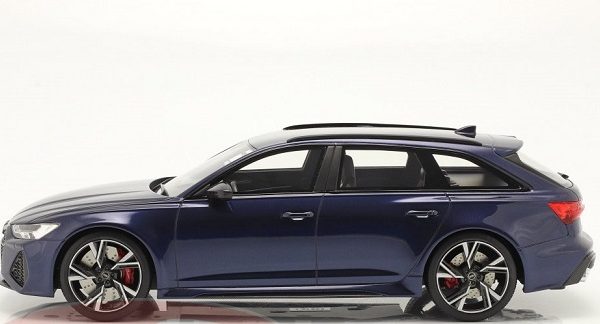 Audi RS 6 Avant 2020 Carbon Black Edition Navarra Blue Metallic 1:18 Top Speed