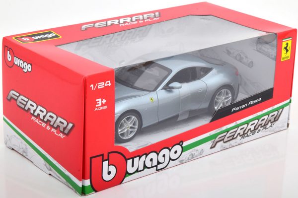 Ferrari Roma 2021 Zilverblauw Metallic 1:24 Burago