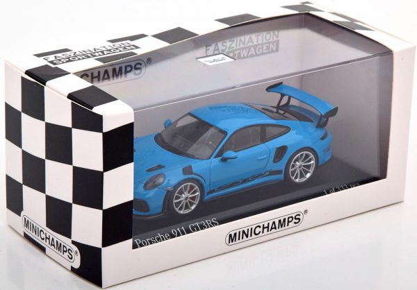 Porsche 911 (991 II) GT3 RS 2018 ( Velgen Zilver ) Blauw 1-43 Minichamps Limited 333 Pieces