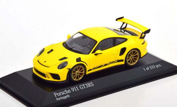 Porsche 911 (991 II) GT3 RS 2018 ( Velgen Goud ) Geel 1-43 Minichamps Limited 333 Pieces