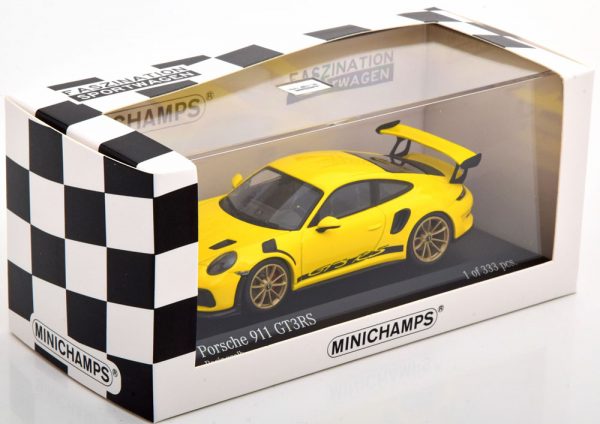 Porsche 911 (991 II) GT3 RS 2018 ( Velgen Goud ) Geel 1-43 Minichamps Limited 333 Pieces