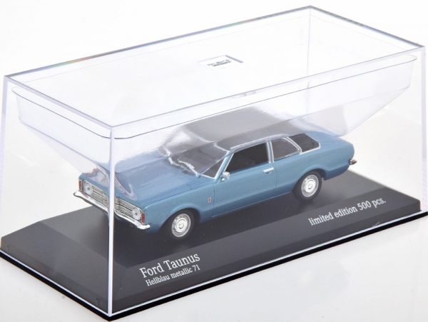 Ford Taunus 1970 Blauw Metallic / Matzwart 1-43 Minichamps Limited 500 Pieces