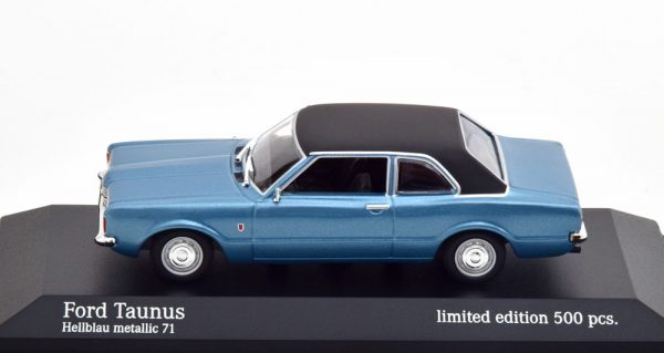 Ford Taunus 1970 Blauw Metallic / Matzwart 1-43 Minichamps Limited 500 Pieces