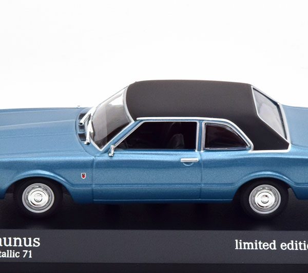 Ford Taunus 1970 Blauw Metallic / Matzwart 1-43 Minichamps Limited 500 Pieces