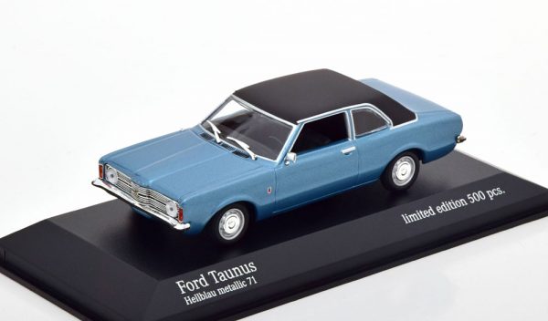 Ford Taunus 1970 Blauw Metallic / Matzwart 1-43 Minichamps Limited 500 Pieces