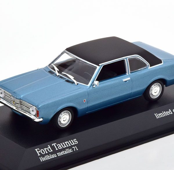 Ford Taunus 1970 Blauw Metallic / Matzwart 1-43 Minichamps Limited 500 Pieces