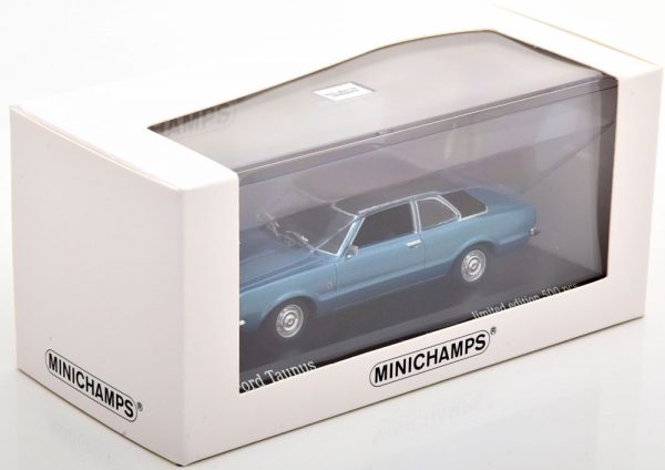 Ford Taunus 1970 Blauw Metallic / Matzwart 1-43 Minichamps Limited 500 Pieces