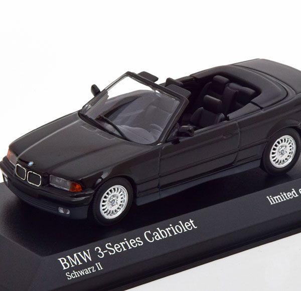 BMW 3 Serie ( E36 ) Cabriolet 1993 Zwart 1-43 Minichamps Limited 500 Pieces
