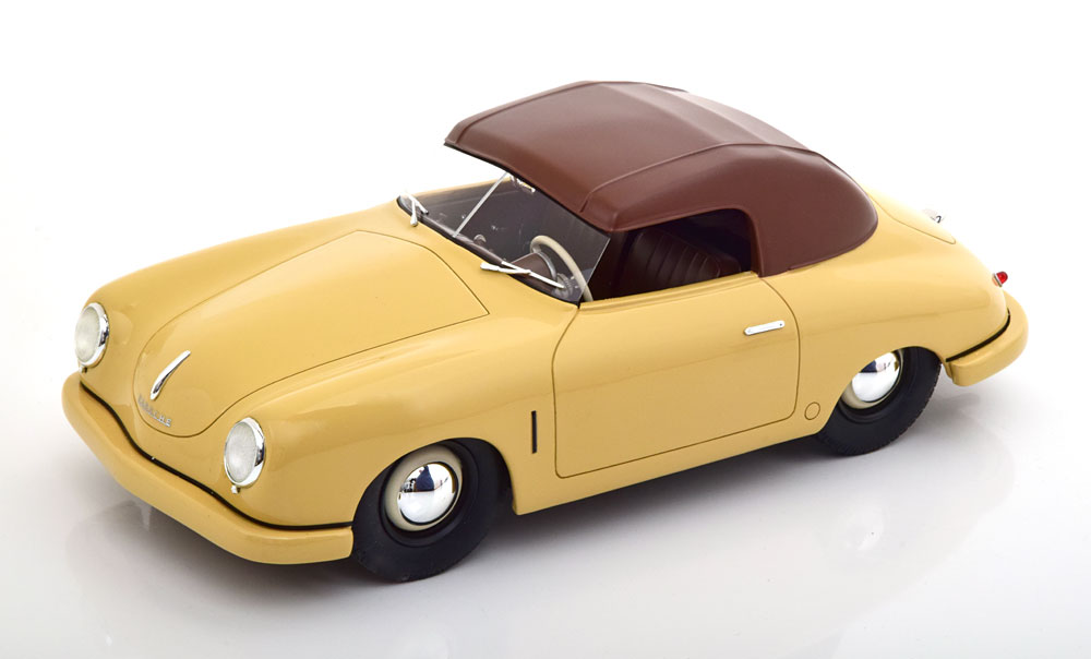 ミニカー Schuco Porshe356A Cabriolet 1/18 Porsche 356 Gmünd Cabriolet ( Gesloten ) Beige / Bruin 1-18 Schuco