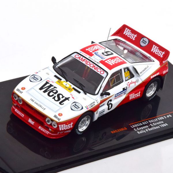 Lancia 037 Rally Evo 2 #6 Rally 'd Antibes 1984 "West" Wit / Rood 1-43 Ixo Models
