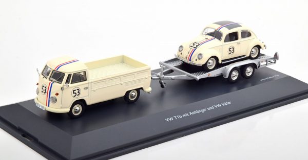 Volkswagen T1B met aanhanger met Volkswagen Kever #53 "Herbie" 1-43 Schuco Limited 750 Pieces