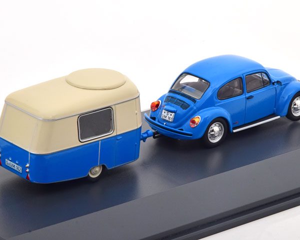 Volkswagen Kever 1600i met Eriba Puck Woonwagen Blauw / Creme 1-43 Schuco Limited 500 Pieces