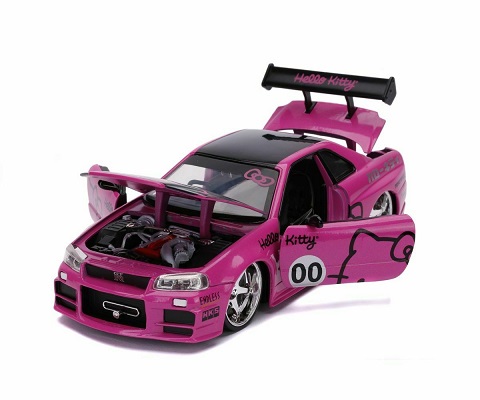 Nissan Skyline GTR (BNR34) 2002 "Hello Kitty" Paars / Zwart 1:24 Jada Toys