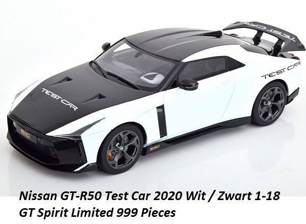 Nissan GT-R50 Test Car 2020 Wit / Zwart 1-18 GT Spirit Limited 999 Pieces