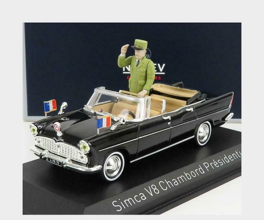 Simca V8 Chambord Presidentielle 1960 ( with figure ) Zwart 1:43 Norev