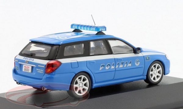 Subaru Legacy Wagon 2003 Italy Police Car Blauw / Wit 1:43 J-Collection